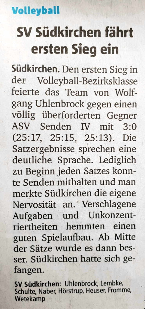 Volleyball  Erster Sieg